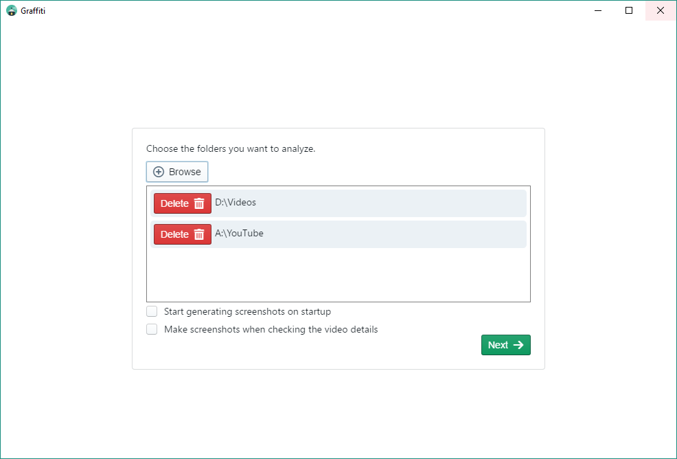 Choose the folders containing your videos